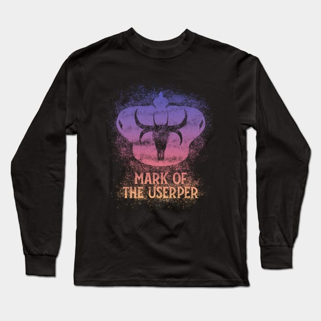 Mark of the Usurper (twilight pattern W/Text) Long Sleeve T-Shirt by McNerdic
